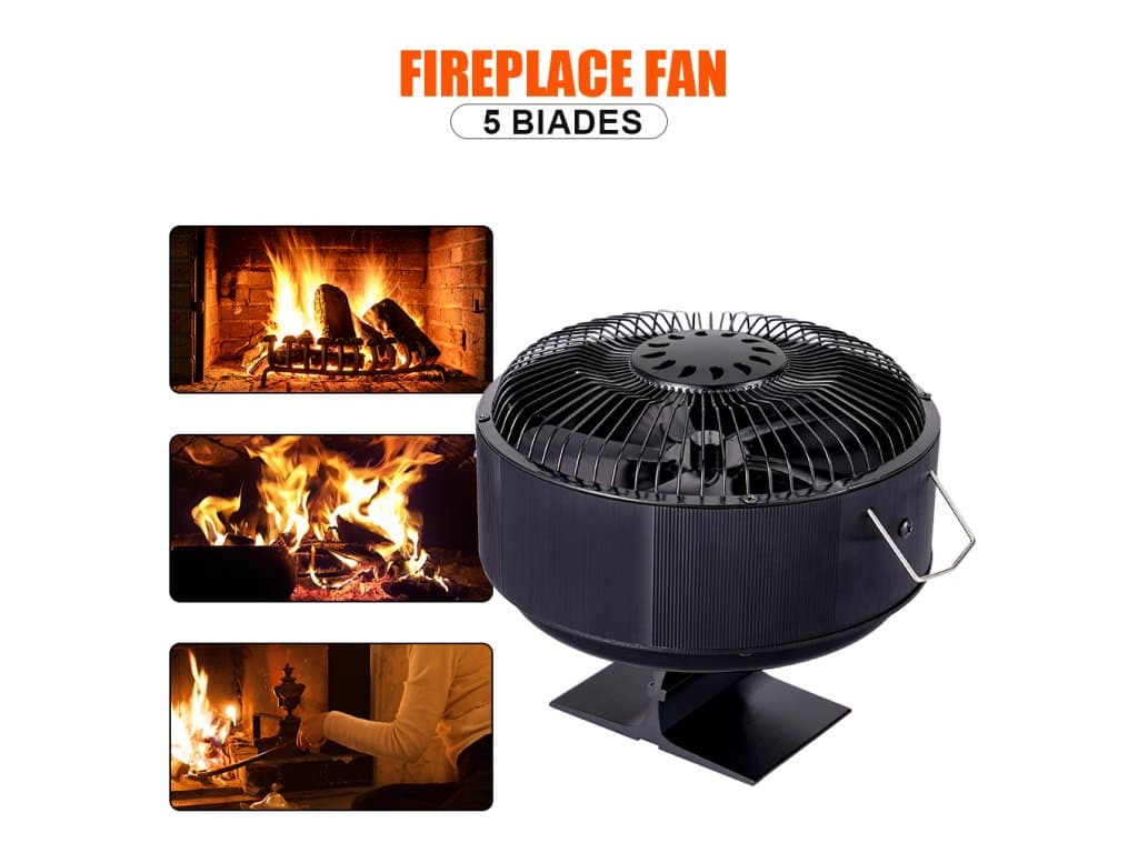 Černý krbový ventilátor Teplem poháněný