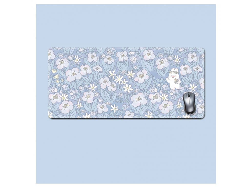 Květinová velká podložka pod myš modré