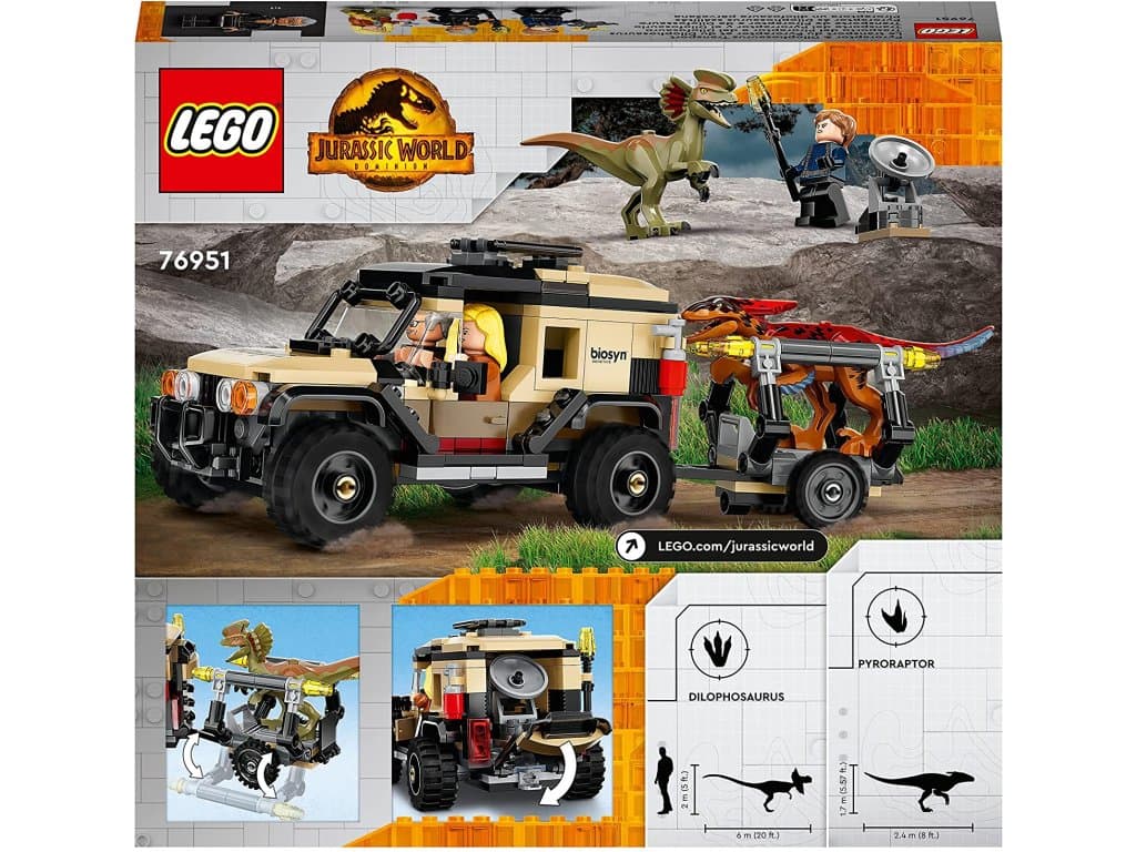 LEGO 76951 Jurský svět Pyroraptor & Dilophosaurus Transport
