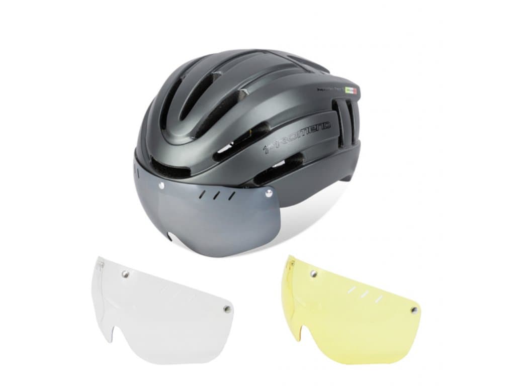 Cyklistická helma PROMEND LED svítilna šedá