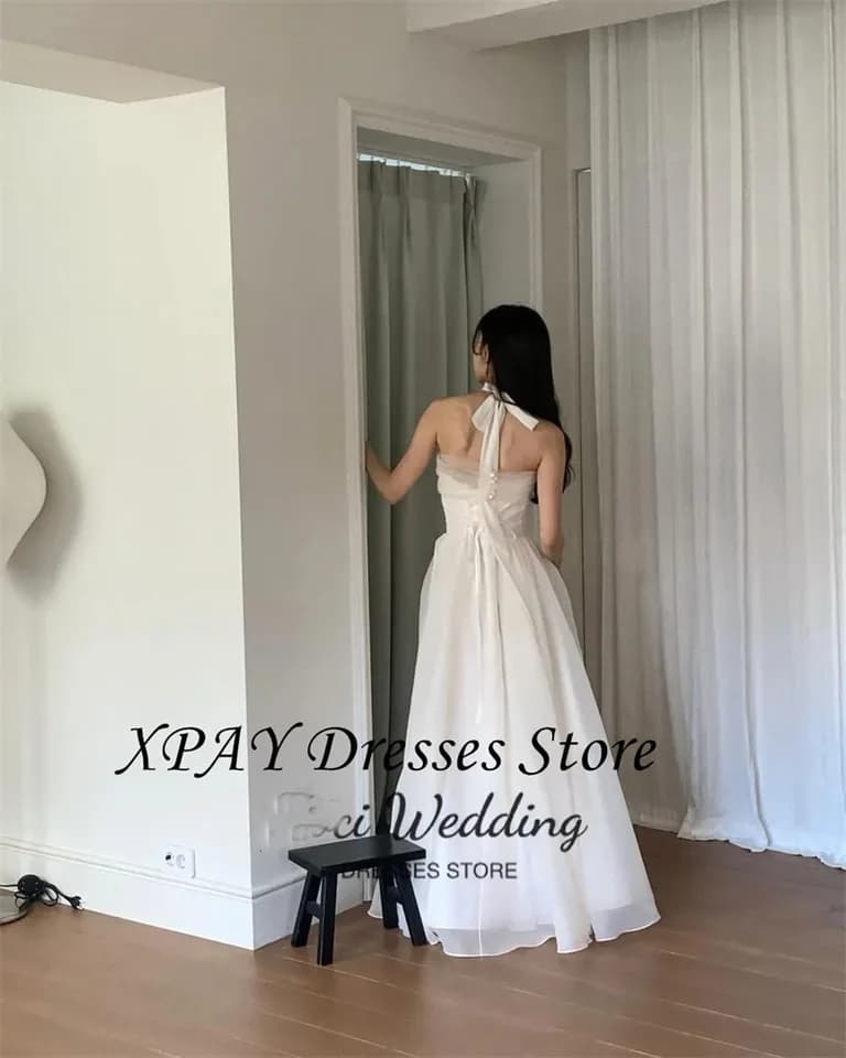 XPAY Jednoduché večerní šaty s áčkovým střihem, šaty pro víly bez ramínek, šaty pro focení na míru, korejské svatební šaty se šálem