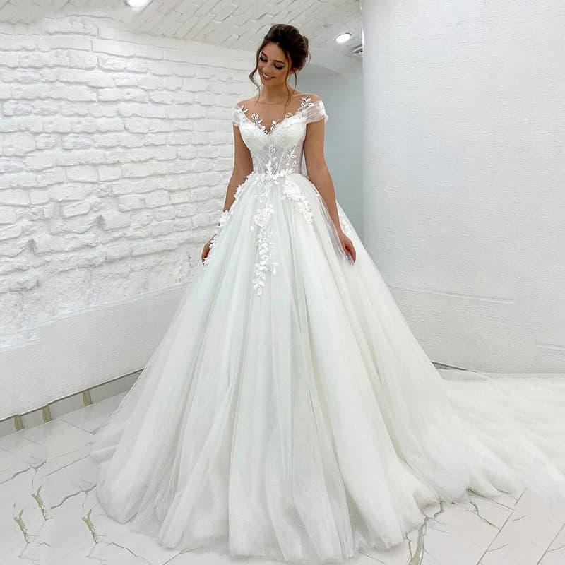 Svatební šaty princeznovské velikosti s odhalenými rameny, 3D krajková aplikace, dámské bez rukávů, boho svatební šaty, vestido de novia, přizpůsobené 2025, župan