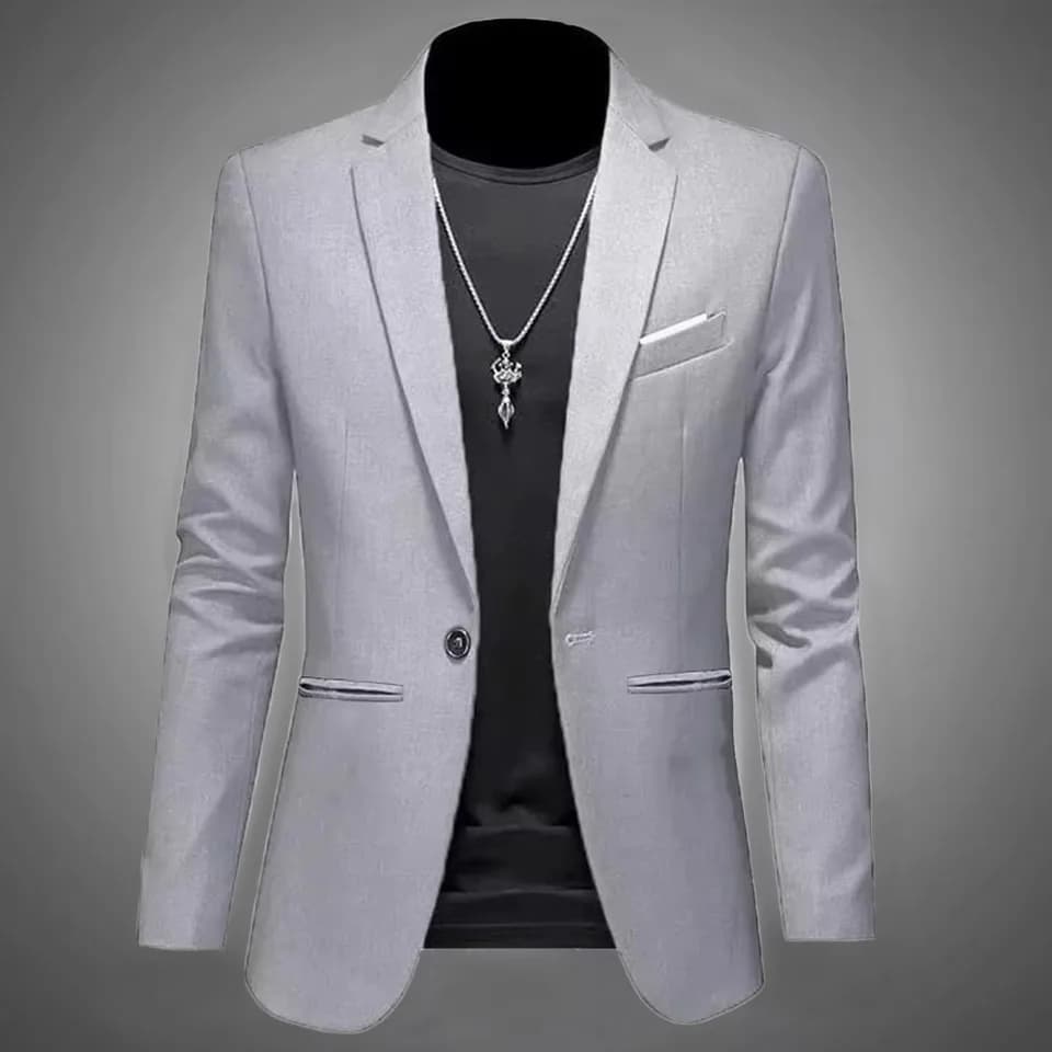 Pánské podzimní sako slim fit, ležérní, obchodní, bez žehlení, zapínání na jeden knoflík