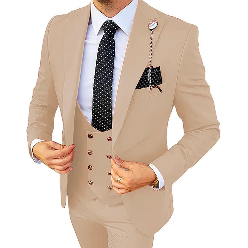 Pánský 3dílný svatební oblek, slim fit, smoking, formální, obchodní, sako, kalhoty, vesta