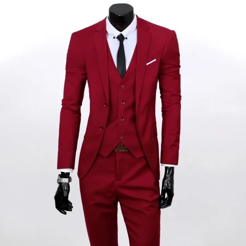 Pánský 3dílný oblek - Slim Fit Svatební Formální Oblečení Letní Ležérní Společenský oblek