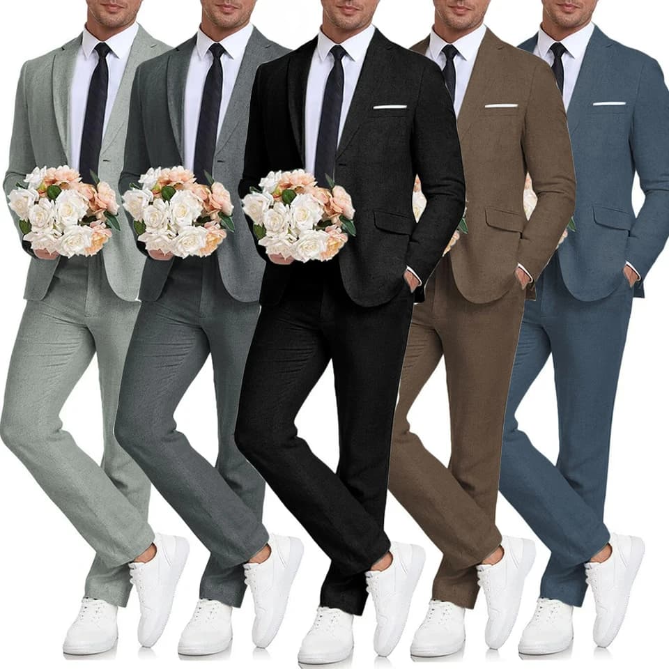 Pánský oblek, nový styl, velikost S-6XL, klasický, módní, vysoce kvalitní, dvoudílný, sako + kalhoty, formální, ležérní, obchodní, svatební, sako