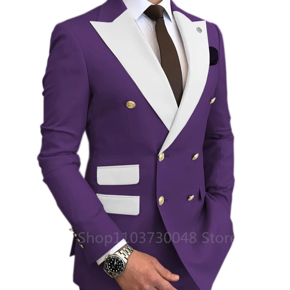 Slim Fit 2dílný svatební oblek Pánský formální smoking Ženich klopa sako kalhoty ples párty
