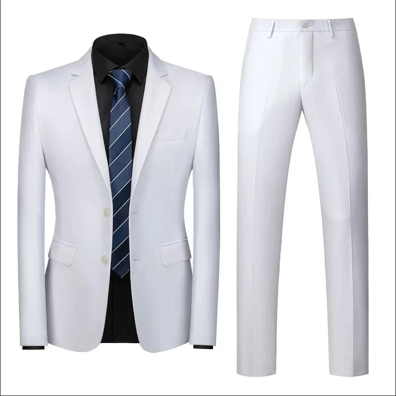 Pánské ležérní sako Slim Fit, dvoudílná sada, korejský styl, podzimní módní sako