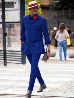 Pánský slim fit smokingový set - klasický formální oblek, sako a kalhoty pro ženicha, ples, černou kravatu - náhled 4