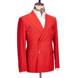 Pánský dvouřadý oblek - Slim Fit Svatební Párty Společenské oblečení Dvoudílný Červený Elegantní - náhled 5