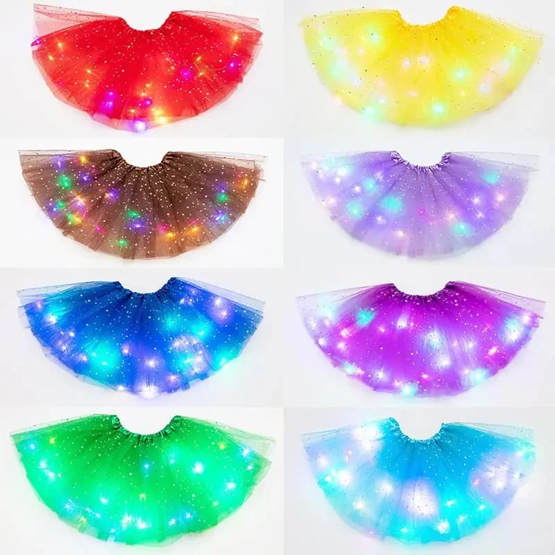LED svítící tylová tutu sukně pro ženy, mini hvězda, baletní taneční kostým, svítící sukně pro dospělé...