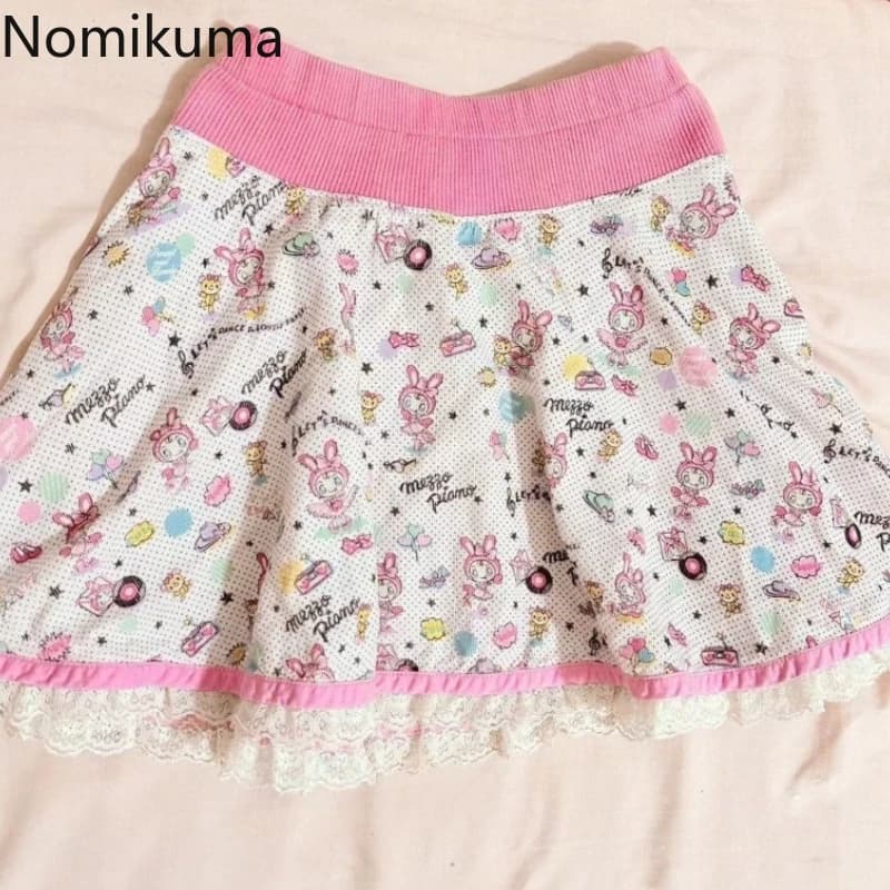Vintage A-Line Minisukně Dámské Roztomilé Tisk Patchwork Krajka Letní Sweet Chic Sukně
