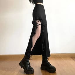 Sexy nepravidelný popruh s vysokým pasem a boky, dámská letní mini sukně s otevřenými zády - náhled 3
