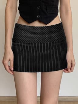Dámská pruhovaná minisukně - Vysoký pas, ležérní kancelářské oblečení, slim fit, rovná ceruzková sukně - náhled 5