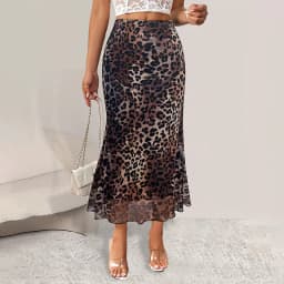 Elegantní midi sukně s leopardím potiskem a áčkovým vzorem, elegantní, pro ženy, klasický střih - náhled 6