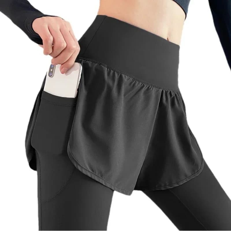 Dámské legíny na jógu s vysokým pasem - rychleschnoucí sportovní běžecké legíny s elastickým pasem