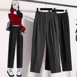 Dámské kalhoty s vysokým pasem a širokými nohavicemi - Plus Size Casual Elegantní kalhoty Šedá Černá Jaro Léto - náhled 3