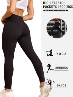 Dámské legíny na jógu s vysokým pasem a kapsami - cvičební, běžecké, fitness a sportovní kalhoty - náhled 3