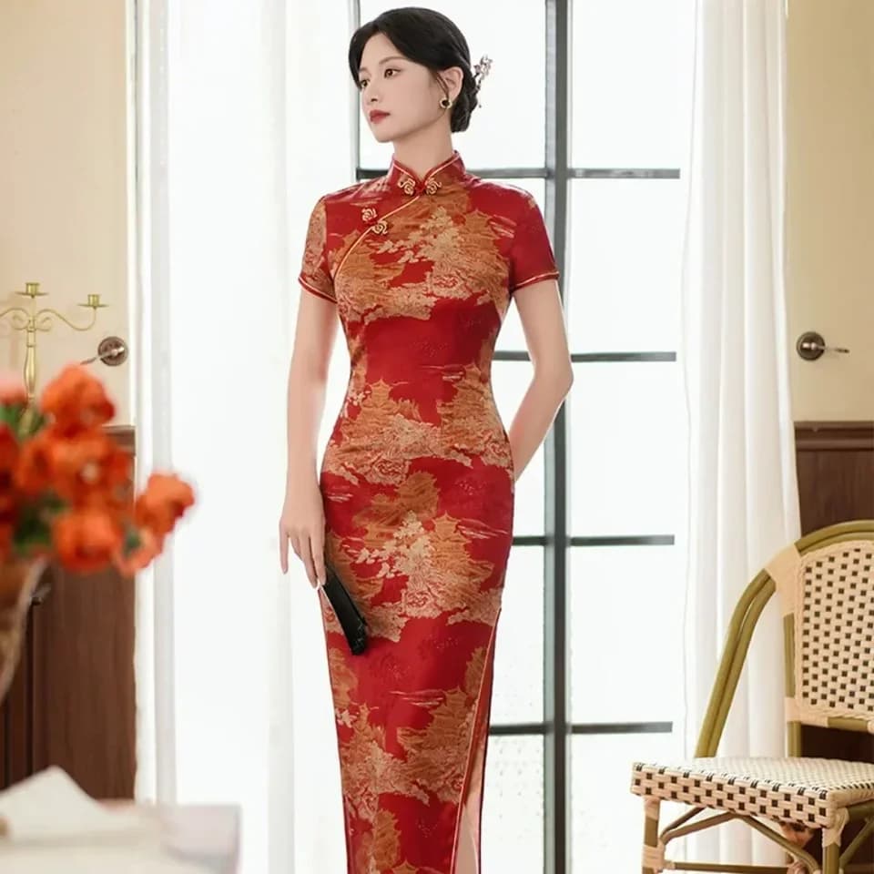 Dámské vintage šaty Qipao Cheongsam - elegantní tradiční čínské ležérní streetwear