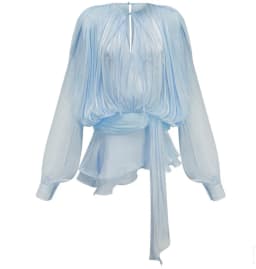 Dámské mini šaty s výstřihem do V a dlouhým rukávem se šněrováním - jednobarevné, halenka v elegantním stylu - náhled 6