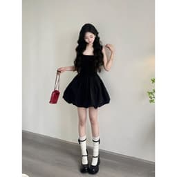 Černé modální mini šaty bez rukávů áčkového tvaru, letní zeštíhlující, drobné ženy, módní vintage styl - náhled 5