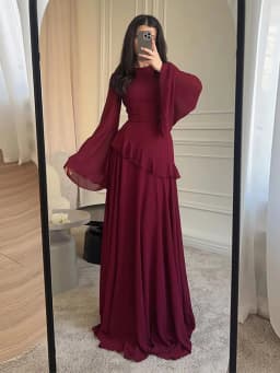 Dámské letní šaty s dlouhým rukávem, skládaným maxi šaty, výstřihem do O-neck, vysokým pasem, úzkým střihem a společenskými šaty - náhled 7