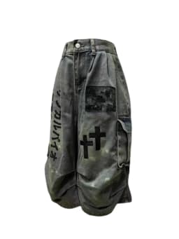 Dámské džínové kraťasy Y2K, délka po lýtka, grunge, cyber punk, džíny, unisex, letní, gotické - náhled 4