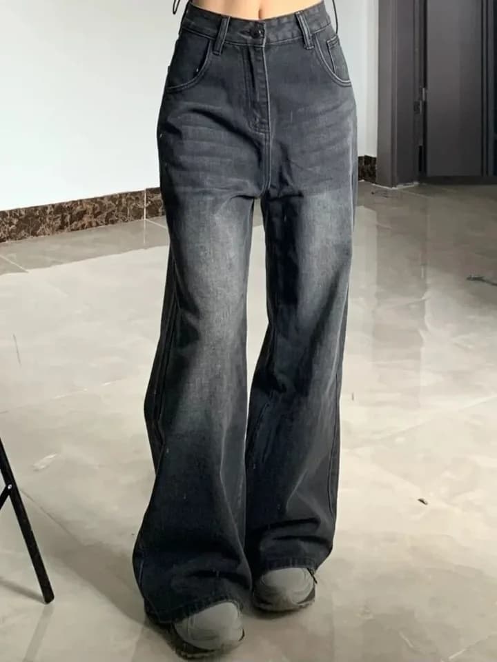 Dámské džíny s vysokým pasem, vintage styl, 90. léta, rovné kalhoty, grunge, streetwear