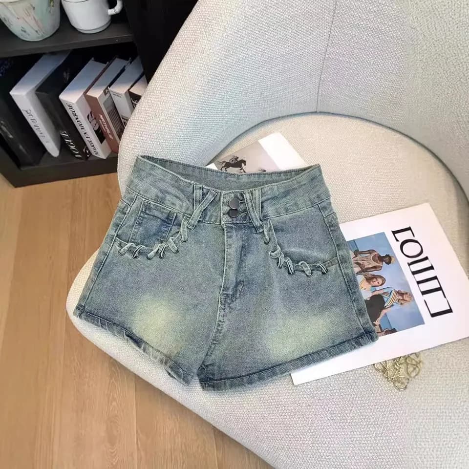 Dámské džínové kraťasy s vysokým pasem, slim fit, vintage džínové kraťasy s kapsami, moderní letní