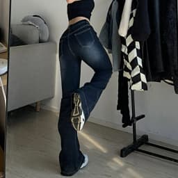 Dámské džíny s nízkým pasem, zvonové, Y2K vintage džínové kalhoty, ležérní streetwear kalhoty - náhled 5