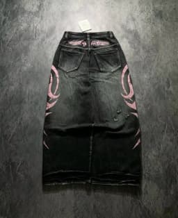 Y2K Retro Široké Leg Džíny Dámské Volné Rovné Hip Hop Street Móda Totem Tisk Džínové Kalhoty - náhled 3