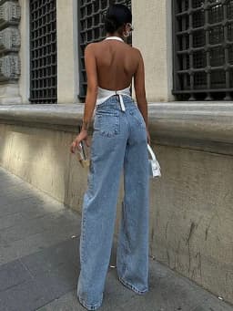 Dámské džíny s vysokým pasem a zoufalým potiskem, modré denimové síťované kolenní panely, hip hopové streetwear kalhoty - náhled 3