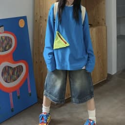 Vintage pytlovité džínové kraťasy, široké nohavice, styl Y2K, ležérní nadměrné džínové kraťasy, unisex, letní oblečení - náhled 5