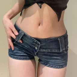 Dámské džínové kraťasy s nízkým pasem a grungeovým vzorem, streetwear, slim fit džíny, elegantní kalhoty v létě 21. století - náhled 5