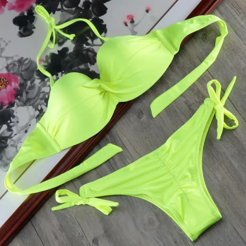 Dámské plavky s push-up vzorem, vyztuženým spodním dílem, bandážovaným vzorem, velikost S-XXL