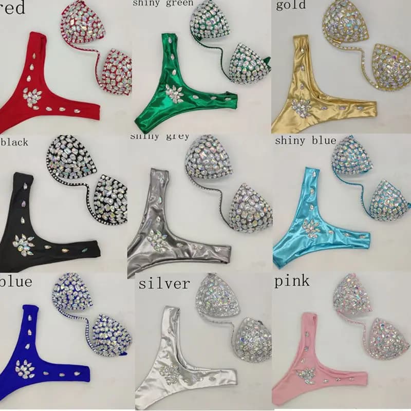 Bikiny s křišťálovými kamínky - Sexy diamantové plavky, plážové plavky pro větší děti