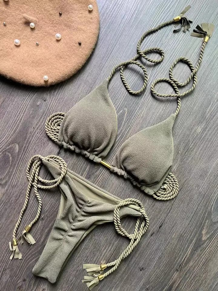 Sexy trojúhelníkové bikiny, dvoudílné plavky, brazilské bandážované stringové plavky pro ženy