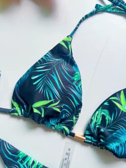 Sexy tisk bandáž bikiny set dvoudílný trojúhelníkový halter plavky brazilské plavky pro ženy - náhled 5