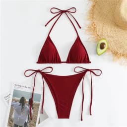 Dámské brazilské tanga bikiny set - šněrovací nastavitelné plavky s bočním zavazováním - náhled 6