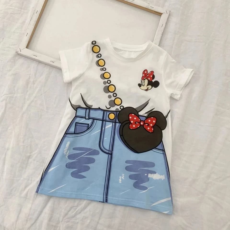 Dívčí párty šaty s potiskem myší, narozeninový outfit, dětské společenské oblečení pro děti ve věku 2-6 let