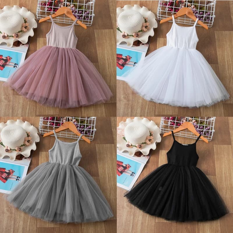 Dívčí princeznovské tutu šaty, letní svatební, narozeninové, večírek, formální šaty pro děti 3-8 let, jednobarevné
