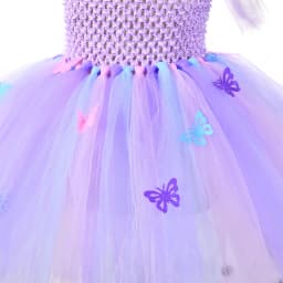 Dívčí fialové šaty s motýlí sukénkou, princezna, halloweenský kostým, víla, věk 2-10 let - náhled 5