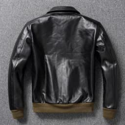 Pánská kožená bomber bunda, zkrácená, motocyklová, vojenský styl, volný střih, kabát z přírodní koňské kůže - náhled 3