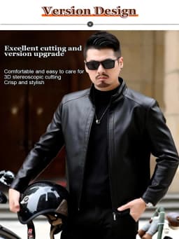 Pánská kožená motocyklová bunda Slim Fit se stojacím límcem, ležérní jarní podzimní kabát v gotickém stylu - náhled 5