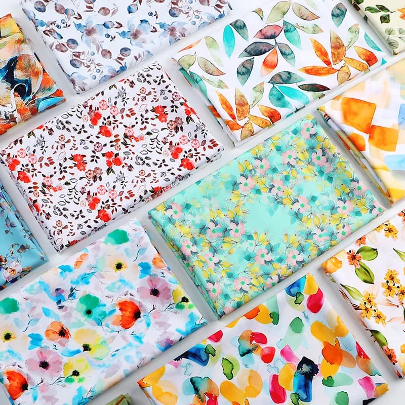 Viskózová látka s květinovým potiskem 1m x 1,48m, velkoobchodní cena, materiál na košile s bohémským potiskem