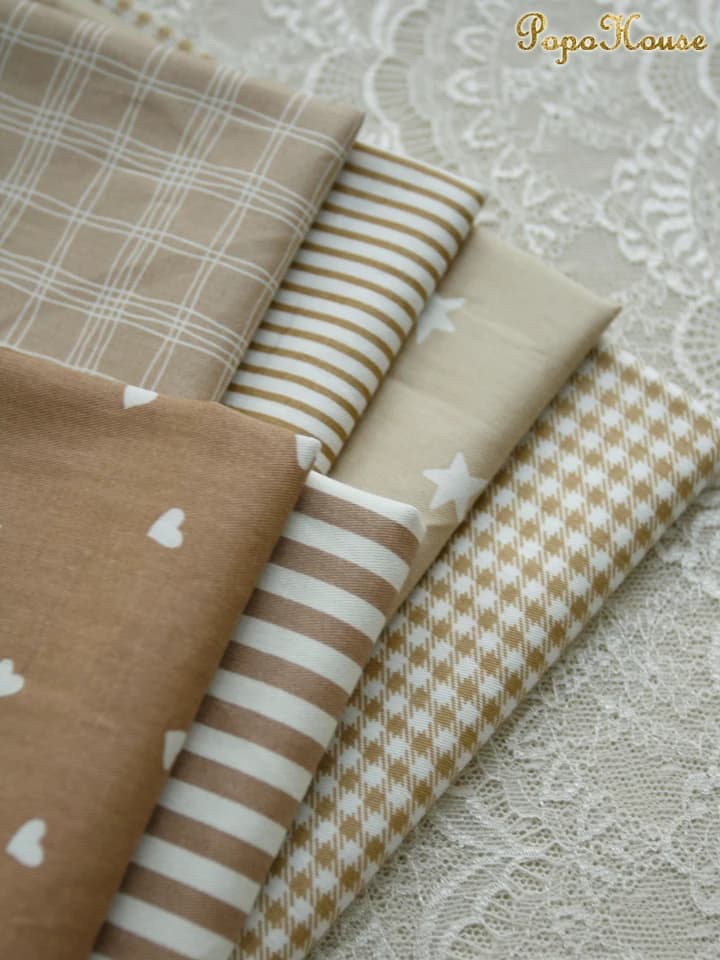 Prémiová barevná keprová bavlněná látka pro dětské oblečení, šaty, košile 160x50cm, barva mléčný čaj