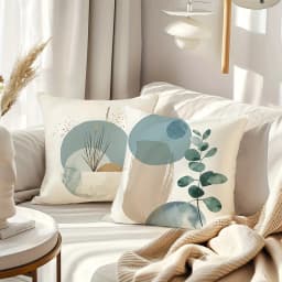 Povlak na polštář s geometrickým vzorem listů - světle modrý minimalistický boho dekorační polštář pro domácnost - náhled 4