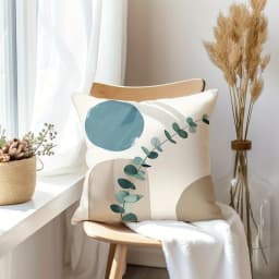 Povlak na polštář s geometrickým vzorem listů - světle modrý minimalistický boho dekorační polštář pro domácnost - náhled 5