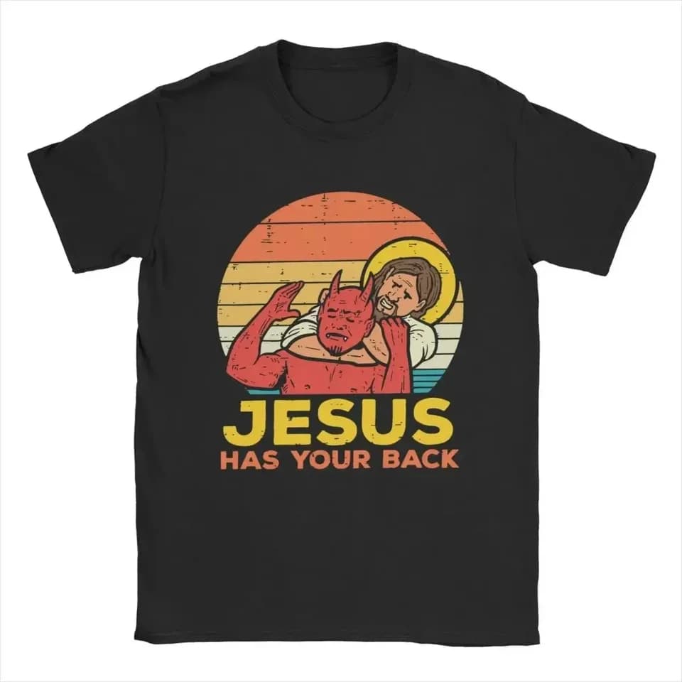 Křesťanské jiu-jitsu tričko s vintage potiskem Ježíše a krátkým rukávem, unisexové náboženské tričko