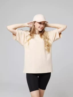 Dámské bavlněné tričko s krátkým rukávem, ležérní volný střih, letní tričko s výstřihem do O-neck, jednobarevný top - náhled 4